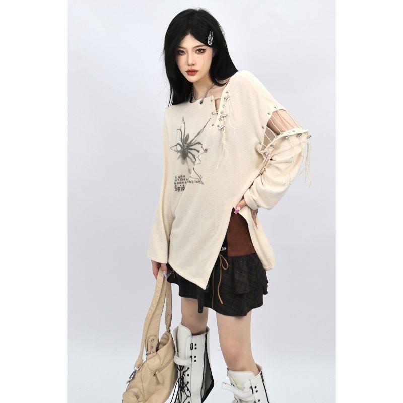 Áo Thun Nữ Trễ Vai Dáng Rộng Xẻ Tà Phong Cách Hàn Quốc Thời Trang Xuân Hè