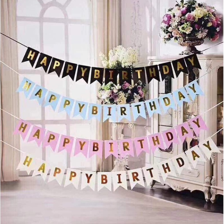 Dây happy birthday ép kim trang trí sinh nhật dễ thương