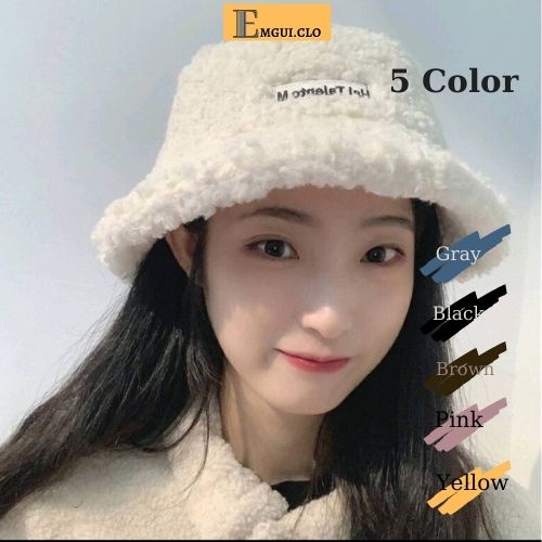 Nón Bucket lông cừu ulzzang phong cách retro Hàn Quốc