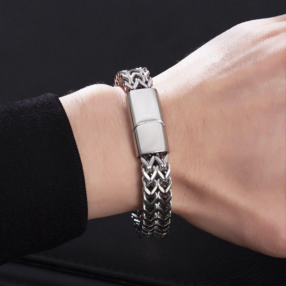 FORBETTER Vòng Tay Dây Xích Đôi Bằng Thép Titanium Phong Cách Hip Hop Hàn Quốc Cá Tính Dành Cho Nữ