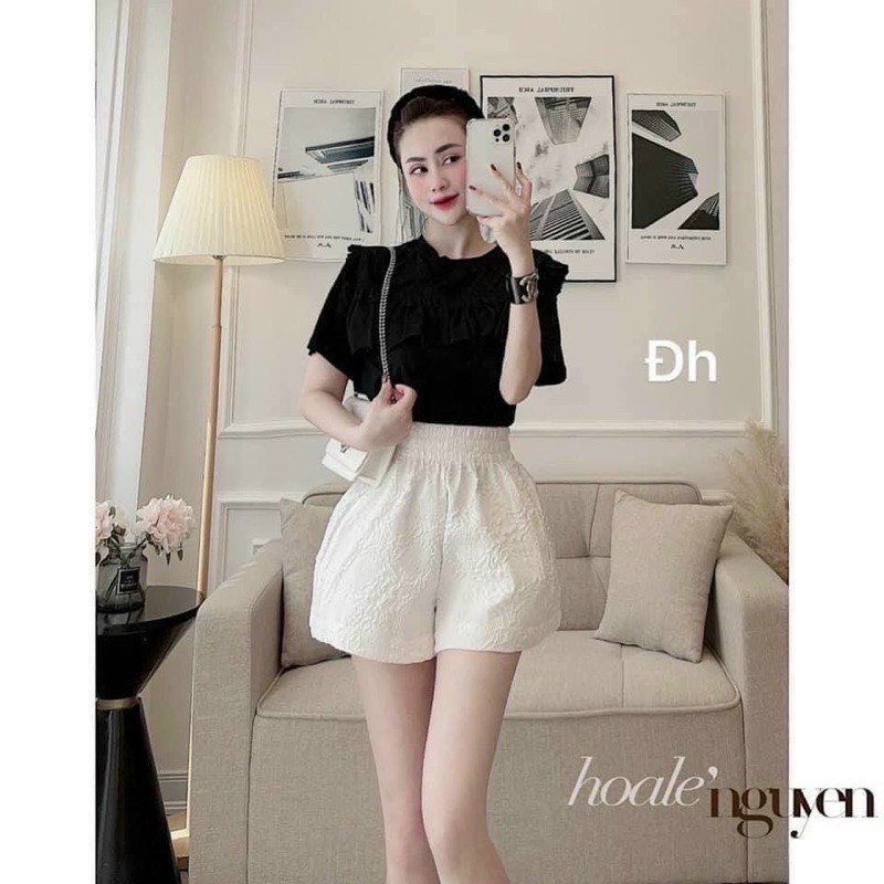 Quần short nữ, quần đùi nữ mặc nhà đi chơi chất liệu xốp nhăn in nổi cực đẹp siêu thoáng mát
