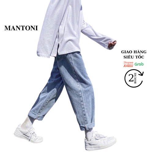 Quần jean nam Mantoni, quần jean baggy ống rộng, co giã tốt, trẻ trung năng động