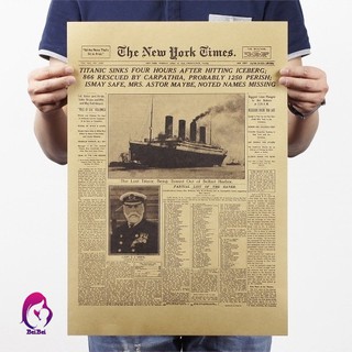 Poster hình tờ báo tin tức Titanic bị chìm trang trí nhà cửa