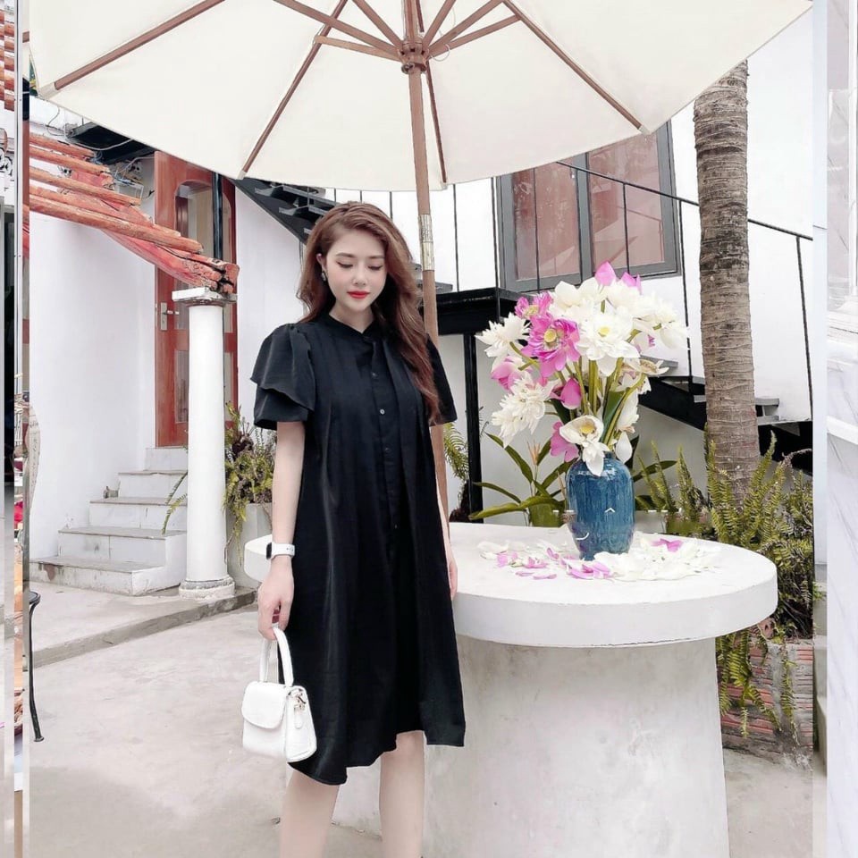 ♥ đầm váy bầu ♥ thời trang thiết kế có cúc thật cho bé ti  sau sinh, FREESIZE phù hợp mùa hè nơi công sở