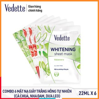 🥑 combo 6 mặt nạ giấy trắng hồng tự nhiên 22ml vedette