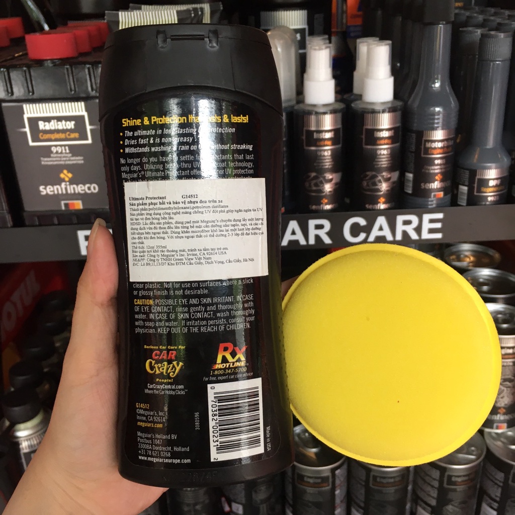 Meguiar's Dung Dịch Phục Hồi &amp; Bảo Dưỡng Các Chi Tiết Nhựa, Cao Su Dòng Cao Cấp Ultimate Protectan G14512 355ml Tặng Mút