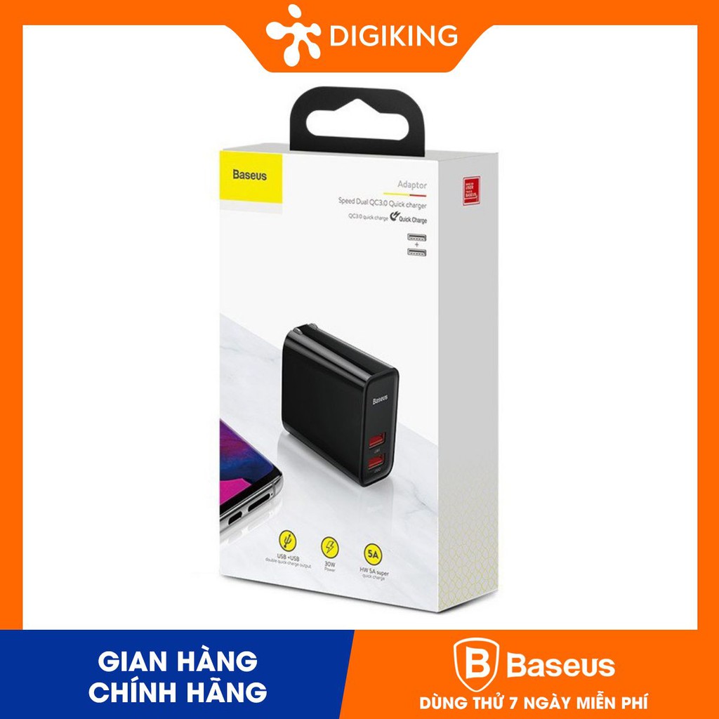 Sạc 2 cổng 30w BASEUS Speed PPS Quick charger C+U CN CCFS-B02