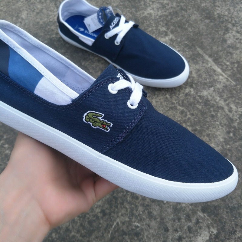 Giày lười vải cho nam thương hiệu Lacoste cao cấp thiết kế đế siêu nhẹ