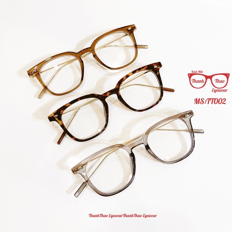 Gọng Kính Cận Vuông Nhựa Mix Càng Kim Loại Chống Lóa TT002 - THANHTHAO EYEWEAR