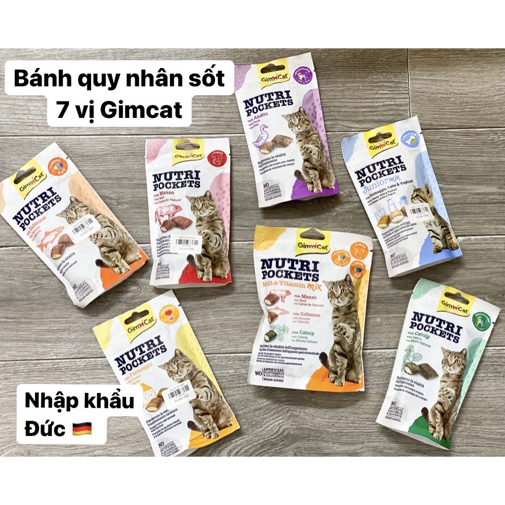 60gr - Bánh thưởng Nutri Pockets hàng nhập Đức chính hãng nhiều vị cho Mèo - GimCat Nutri Pockets cat snack (60g)