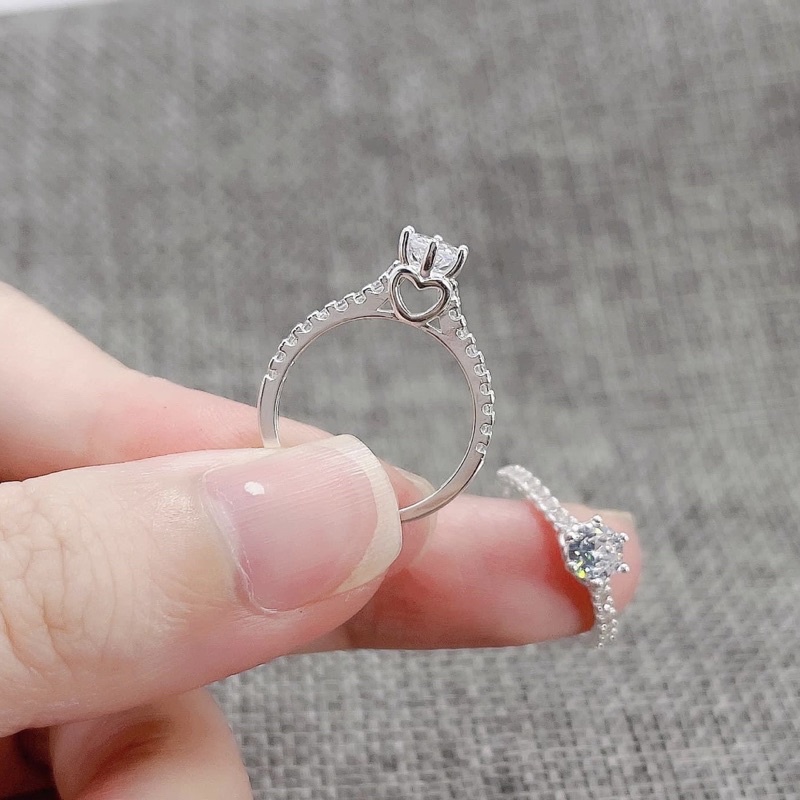 Nhẫn nữ Bạc ta đính đá dày dặn , sáng bóng - Vàng bạc Khải Khải