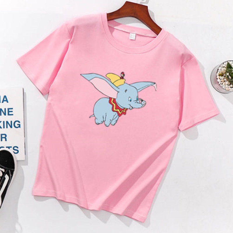 Áo thun tay ngắn cổ tròn in hoạt hình Dumbo thời trang mùa hè 2020 cho nữ