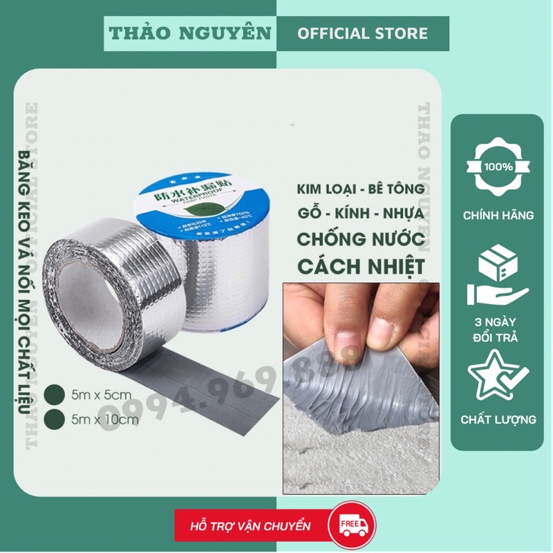 Cuộn 5 Mét Băng Keo Dày 5cm/10cm, Miếng Dán Siêu Dính, Chống Thấm Nước, Keo Dan Chống Dột, Siêu Dính Đa Năng