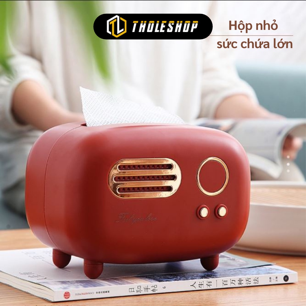 Hộp Đựng Khăn Giấy - Hộp Giấy Để Bàn Retro, Kiểu Radio Cổ Điển Trang Trí 1040