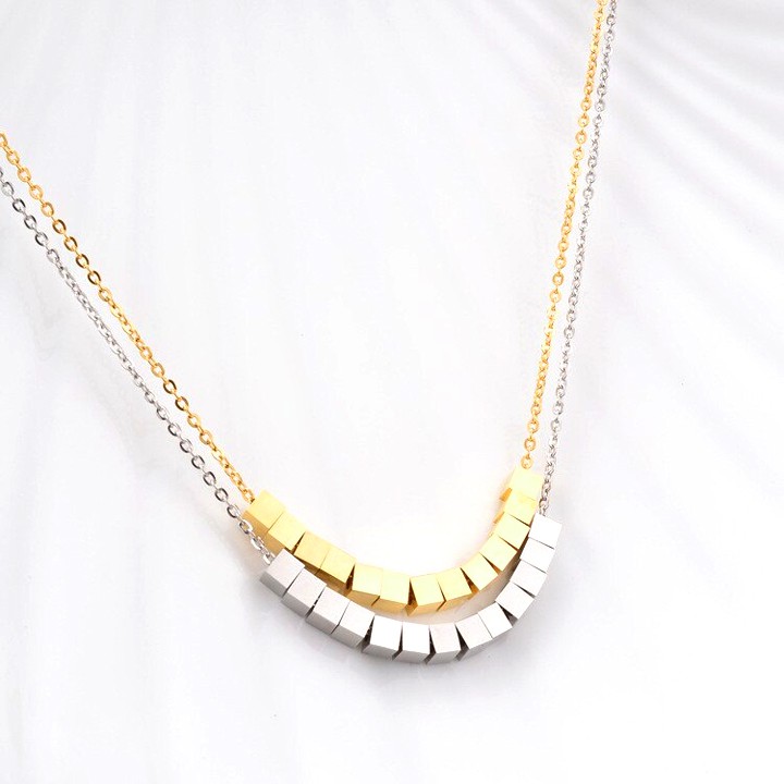 DÂY CHUYỀN TITAN NHIỀU KHỐI VUÔNG TN120 BỀN MÀU SIÊU ĐẸP