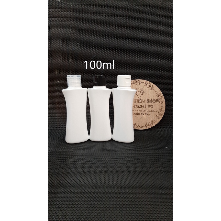 Chai nhựa trắng eo HDPE 100ml nắp bật