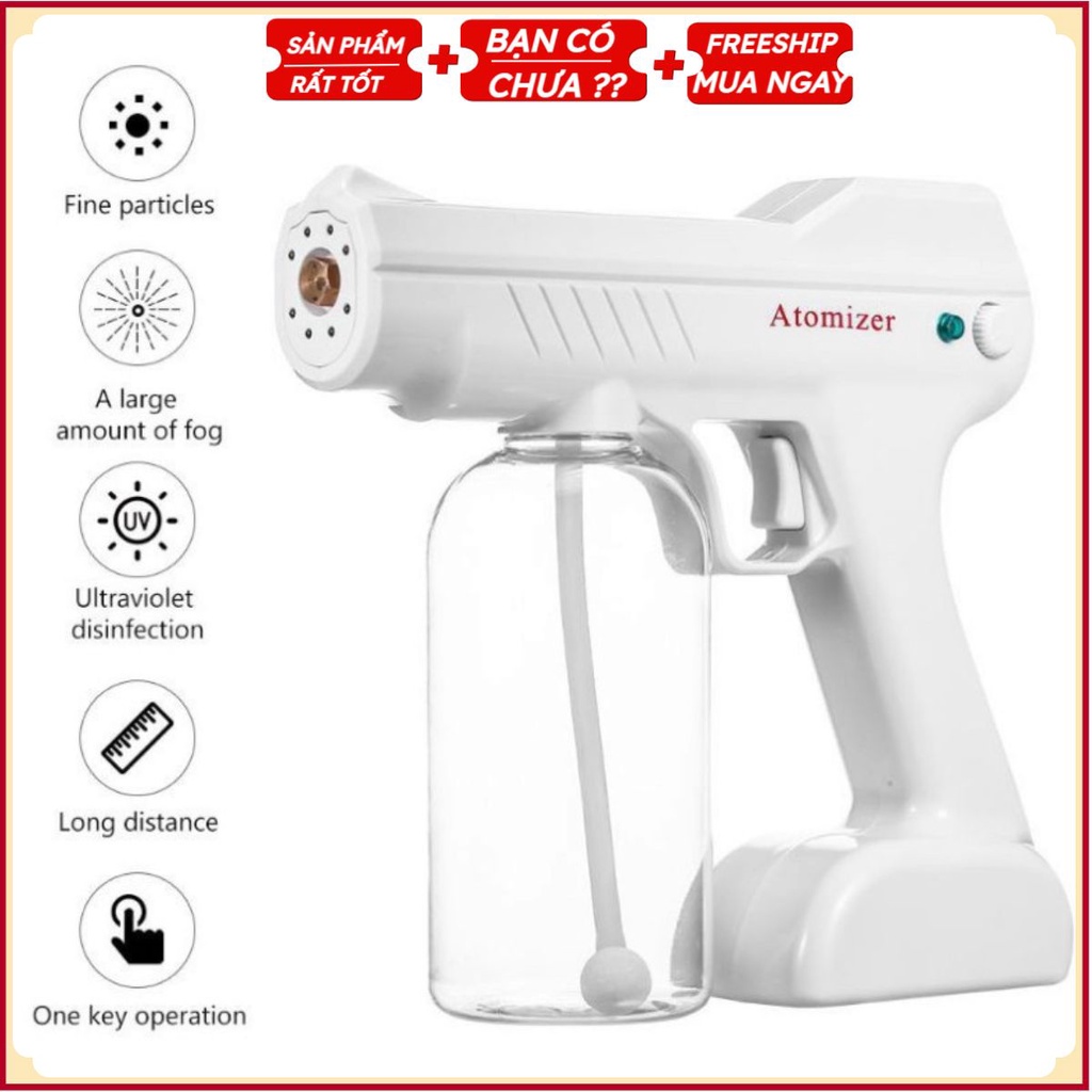 [HÀNG CHÍNH HÃNG-BẢO HÀNH 12 THÁNG] Súng phun khử trùng NANO Cầm tay tiệt trùng diệt khuẩn bằng tia UV HOT .