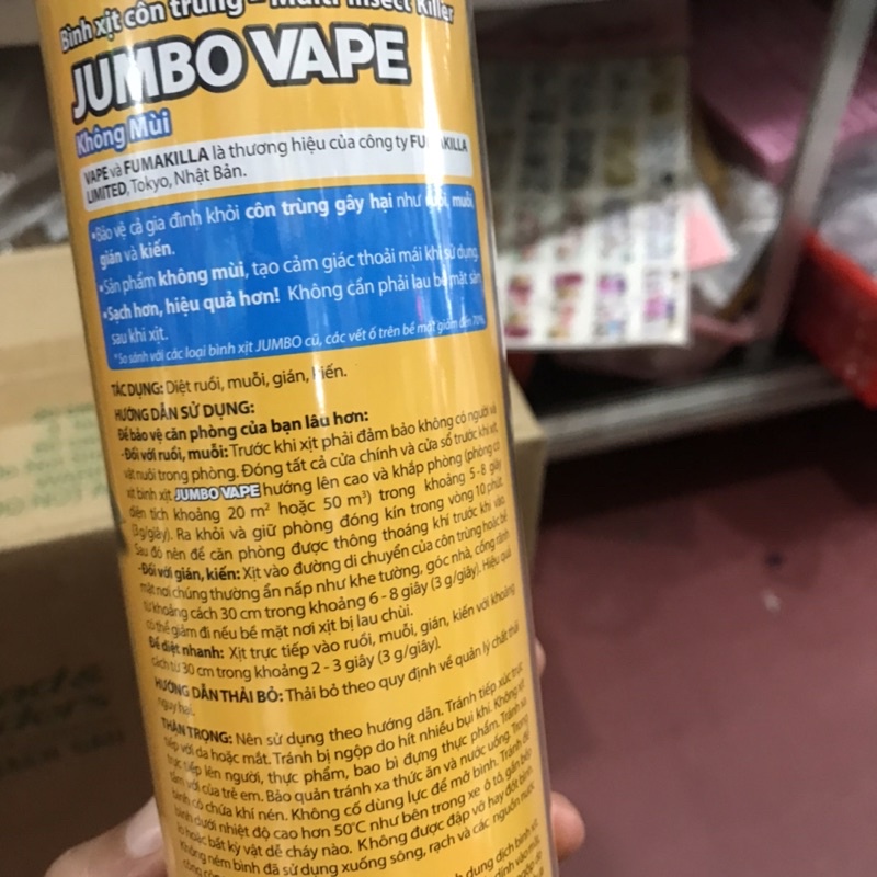 Bình Xịt Côn Trùng Jumbo Vape Không Mùi 600ML