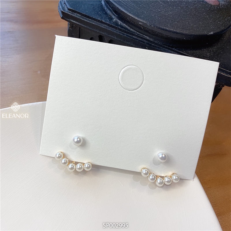 Bông tai nữ chuôi bạc 925 Eleanor Accessories ngọc trai nhân tạo hình chuỗi cong phụ kiện trang sức 2995
