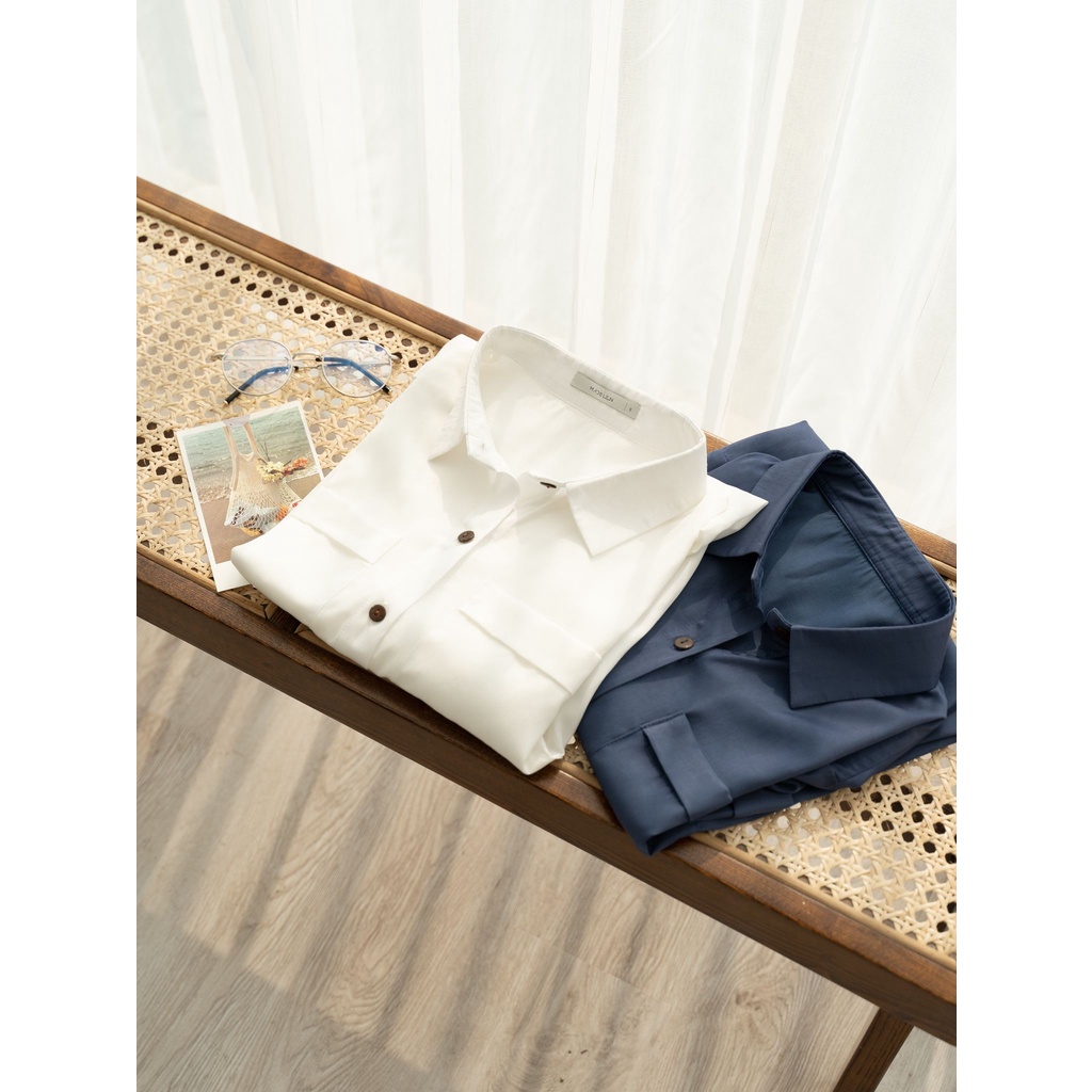 Áo sơ mi ngắn tay nữ MADELEN trơn nhiều màu 2022 | BigBuy360 - bigbuy360.vn