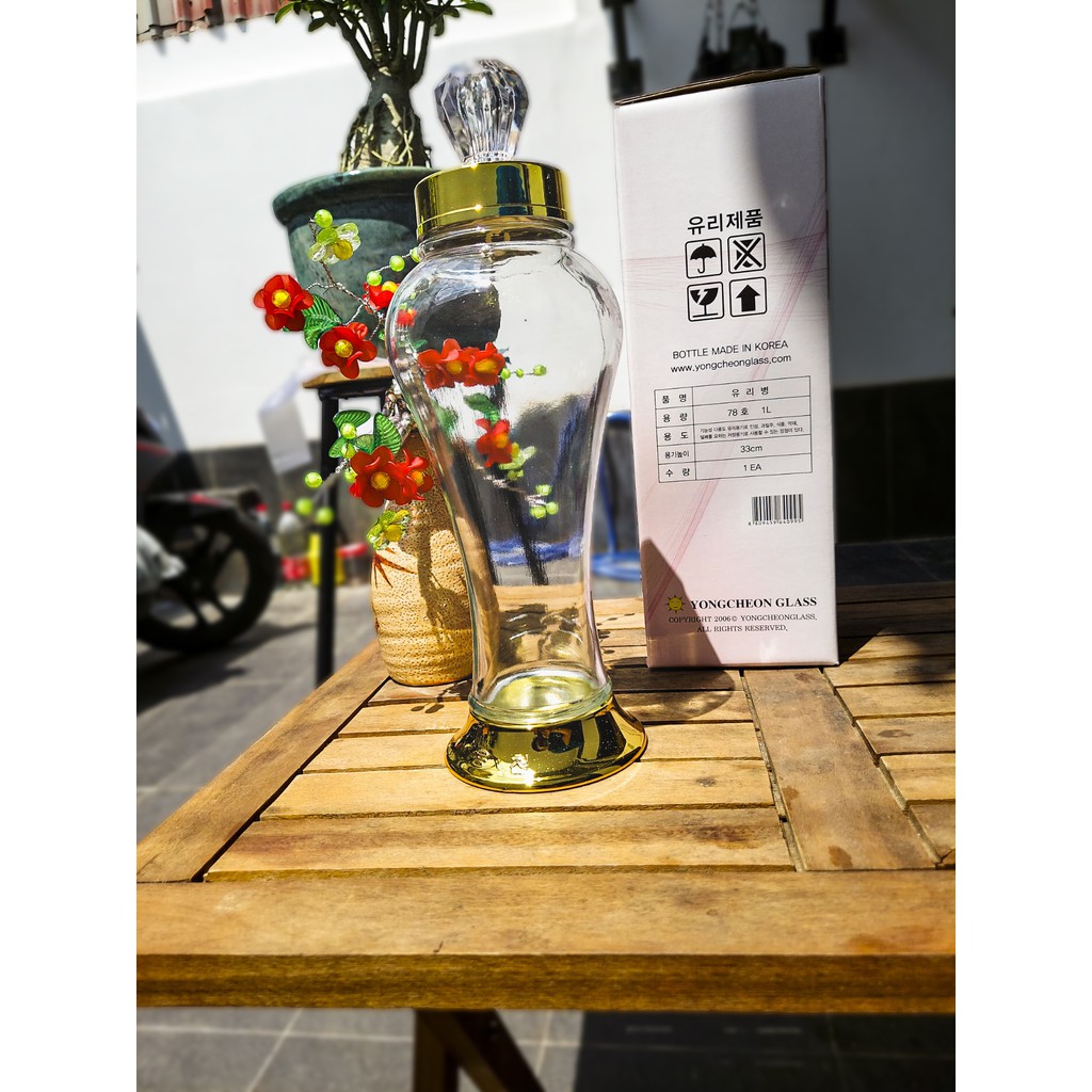 Bình thủy tinh Ngâm rượu 1L HÀN QUỐC YongCheon hình trụ(Nắp có núm) No78. Hàng cao cấp - Phóng to sâm - Bảo vệ sức khỏe. | BigBuy360 - bigbuy360.vn