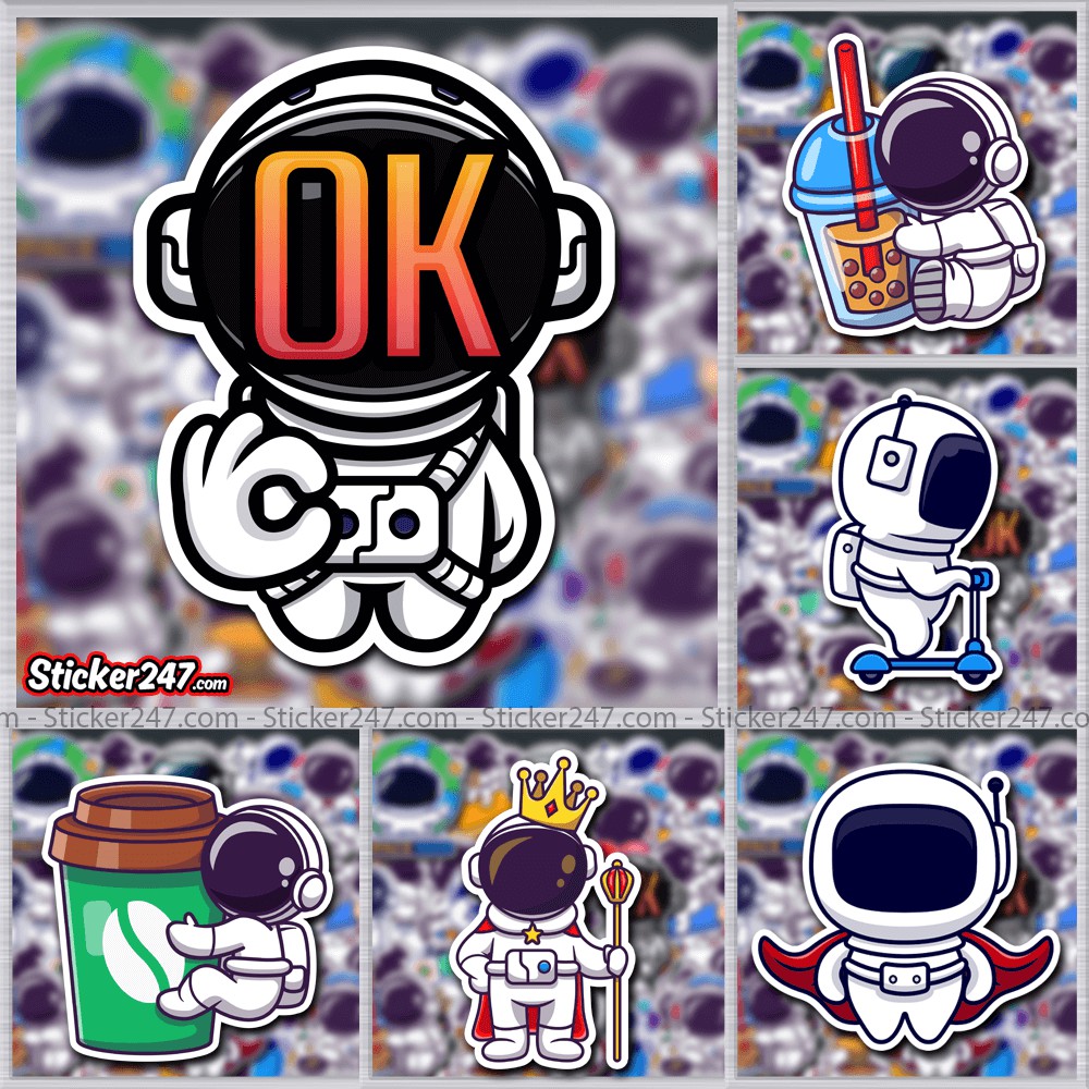 Sticker Phi Hành Gia 🌈𝑭𝒓𝒆𝒆𝒔𝒉𝒊𝒑 Sticker Dán Mũ Bảo Hiểm, Dán Vali, Đàn Guitar - Chống Thấm Nước Space, Galaxy - SPA12