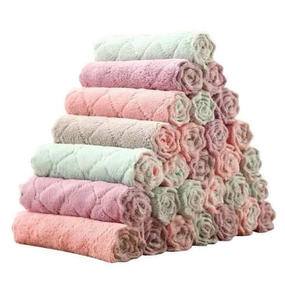 Khăn lau đa năng 2 mặt chất liệu Microfiber siêu thấm hút 15*25cm