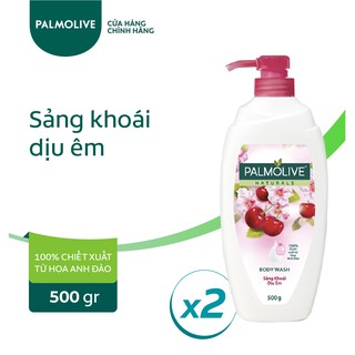 Bộ 2 chai sữa tắm Palmolive sảng khoái dịu êm 100% chiết xuất từ hoa anh đào 500g/chai