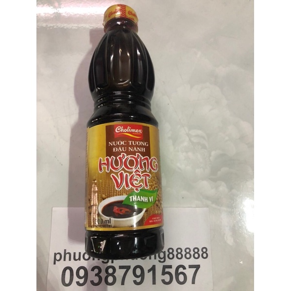 Nước tương đậu nành thanh vị Hương Việt chai 500ml