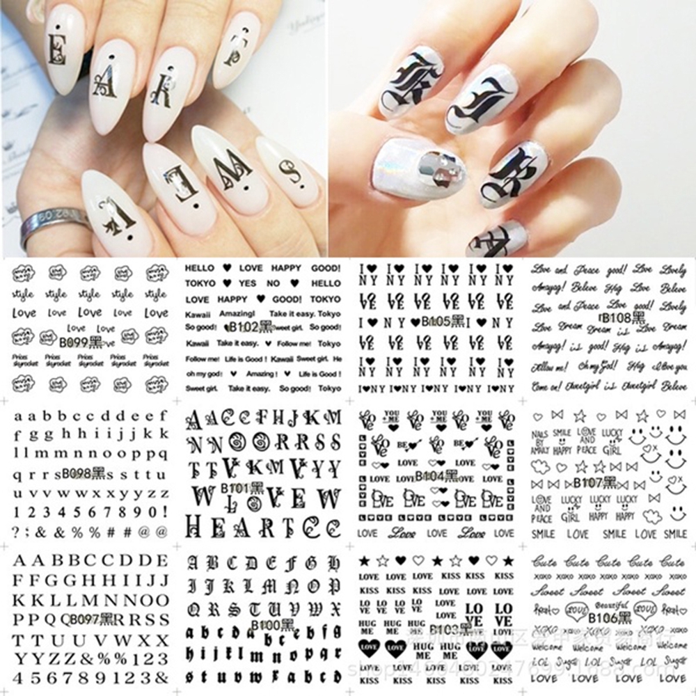 [Hàng mới về] Set 12 tờ miếng dán trang trí móng nghệ thuật phong cách xinh xắn