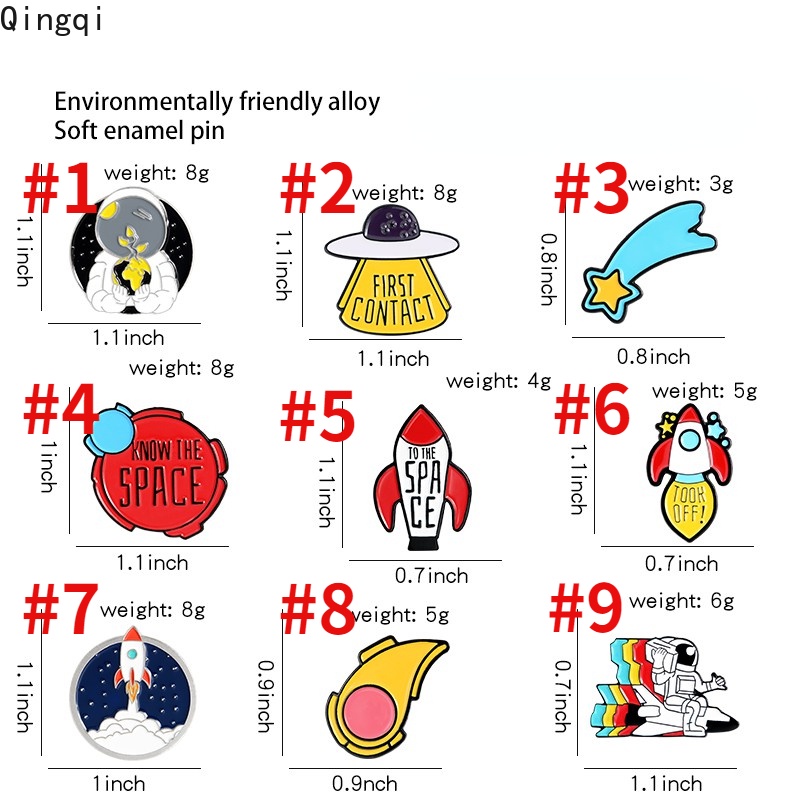 Ghim cài áo Miss Zoe tráng men hình phi hành gia/tàu vũ trụ hoạt hình cho trẻ em