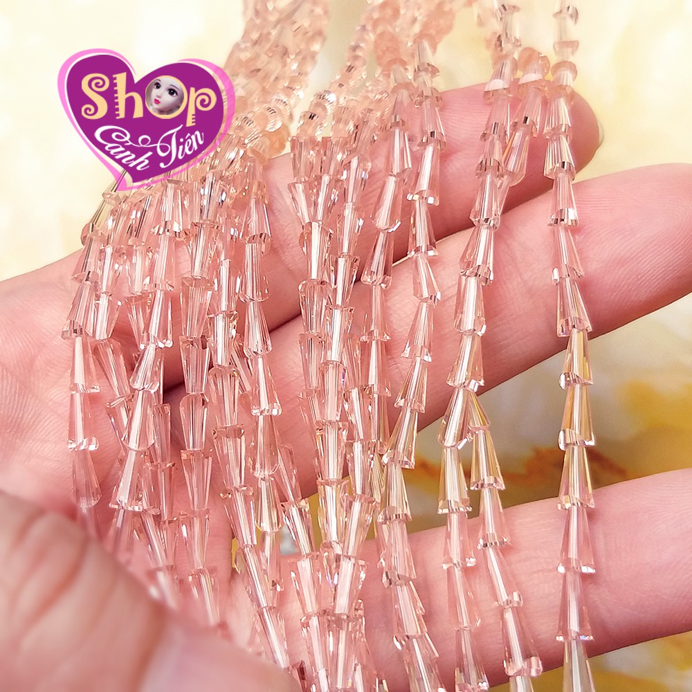 Chuỗi Pha lê Chuông đủ Màu 6-8mm rất Trong, sáng Lấp lánh   - Nguyên liệu làm TRang Sức Thủ Công