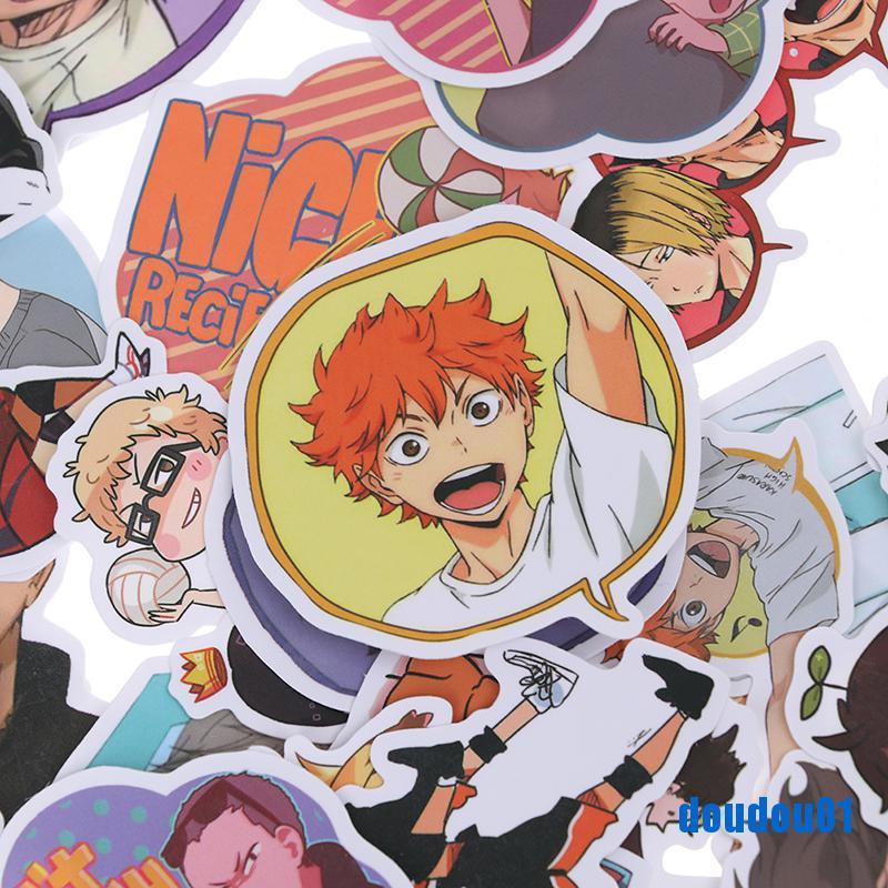 VN (Hàng Mới Về) Bộ 50 Miếng Dán Hình Anime Haikyuu Chống Thấm Nước Trang Trí Laptop / Ván Trượt