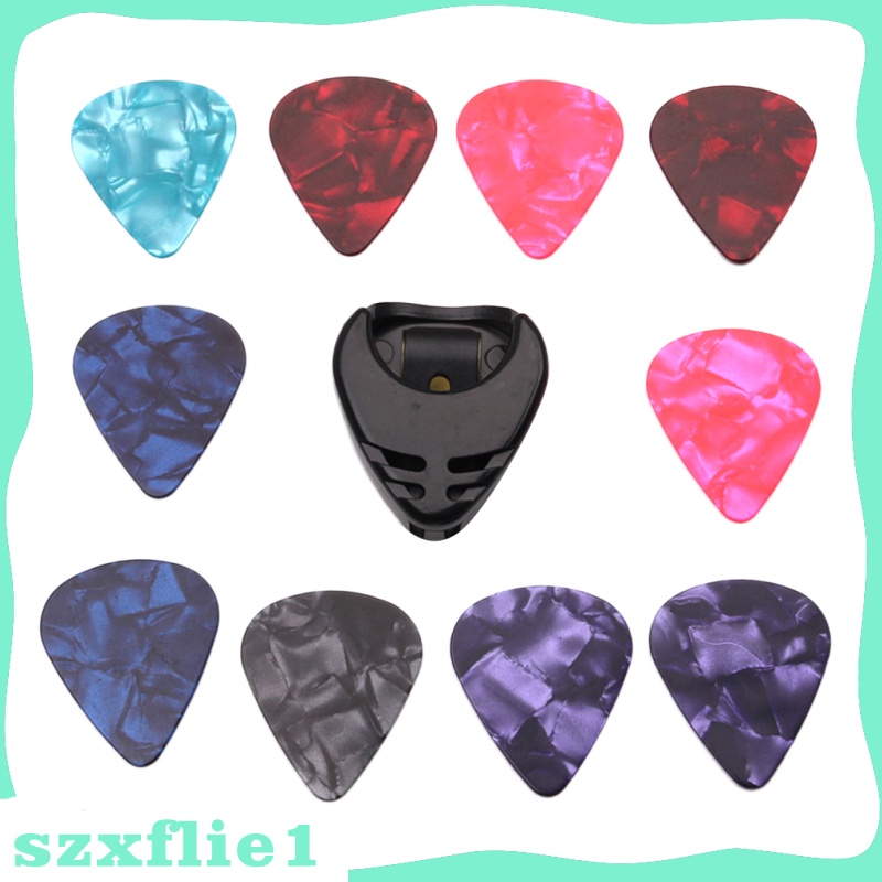 [🔥Hot Sale🔥] 10pcs Guitar Picks & Guitar Pick Holder Easy to Paste on the Guitar