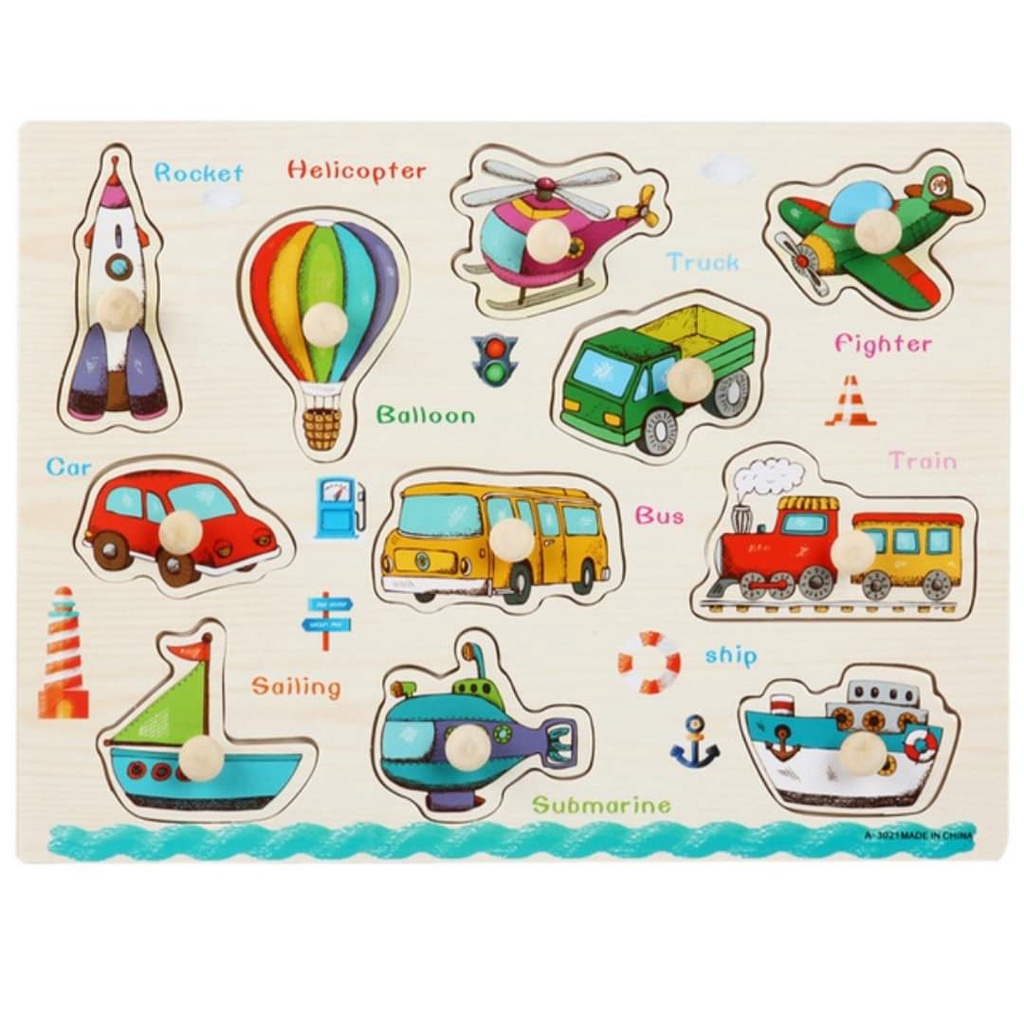 Bảng ghép hình thông minh có nhiều núm nhiều chủ đề bằng gỗ