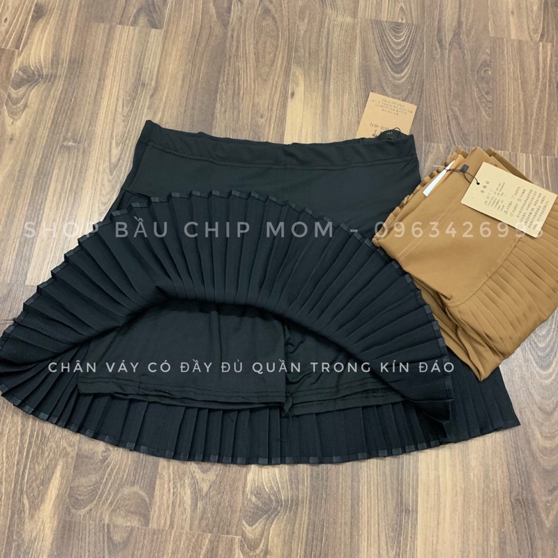 Chân Váy Bầu Xếp Li Nhỏ Xinh Xắn Thời Trang Cho Mẹ, Có Lót Quần Mềm Bên Trong CV08