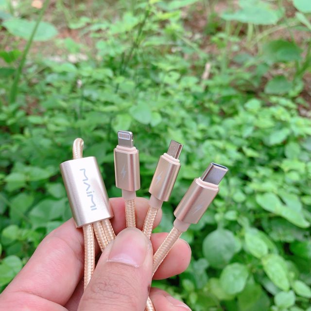 DÂY SẠC CHĨNH HÃNG  MAIMI MX20 1M 3IN1 GOLD bảo hành 12 Tháng