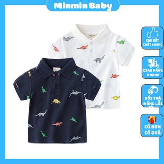  Áo Polo cho bé Áo bé trai in hình khủng long chất cottong cá xấu từ 10-30kg Minmin baby 