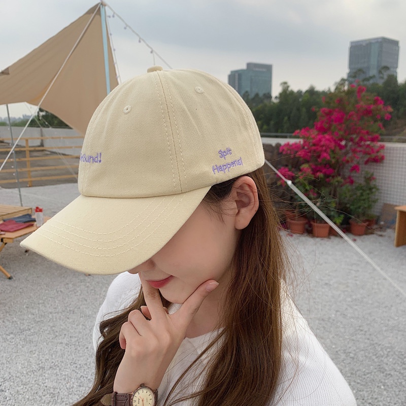 Mũ lưỡi trai vải cotton mỏng mềm thêu chữ phong cách Hàn Quốc cá tính cho nam và nữ