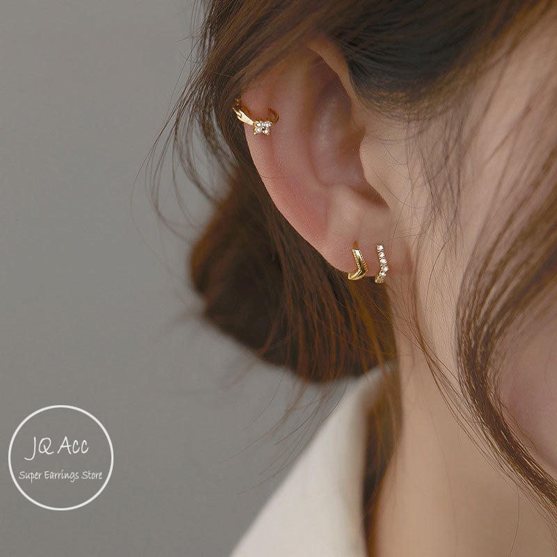 Khuyên Tai Nữ Khuyên Tai Tròn 1 Đôi Khuyên Tai Tròn Nhỏ Đính Đá Thời Trang Cho Nữ