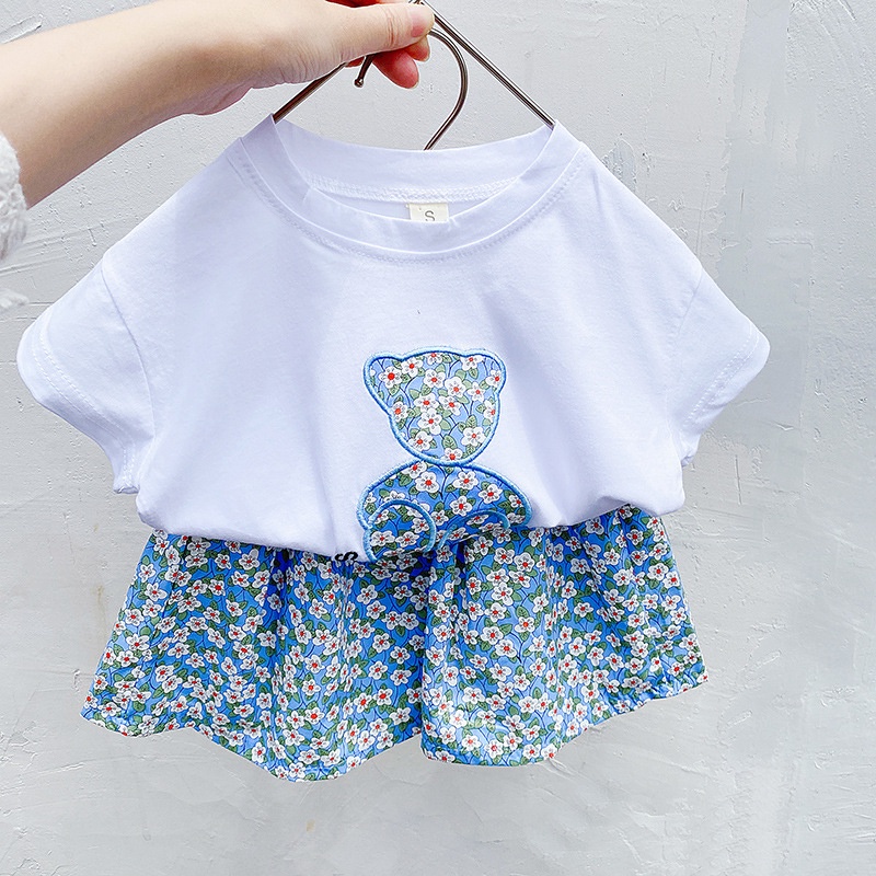 Bộ Quần Áo In Hình Gấu Dễ Thương Cho Bé Gái