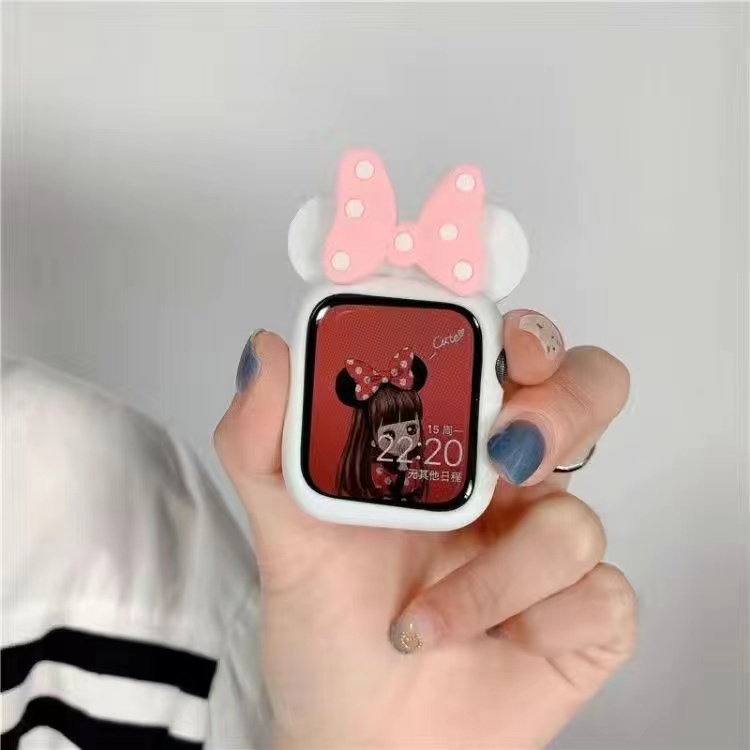 Hoạt Hình Ốp Bảo Vệ Bằng Silicon Mềm Hình minnie Cho Apple Watch Se 7 6 5 4 3 2 1 41mm 45mm 44mm 40mm 38mm 42mm
