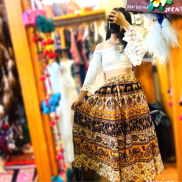 Chân váy boho hoạ tiết Ấn. | BigBuy360 - bigbuy360.vn
