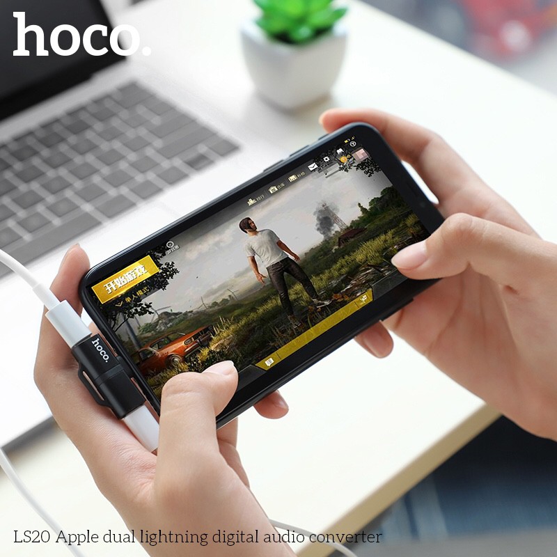 Đầu Chuyển Đổi Cho Iphone Vừa Sạc Vừa Nghe Hoco LS20 - Bảo Hành Chinh Hang 12 Tháng