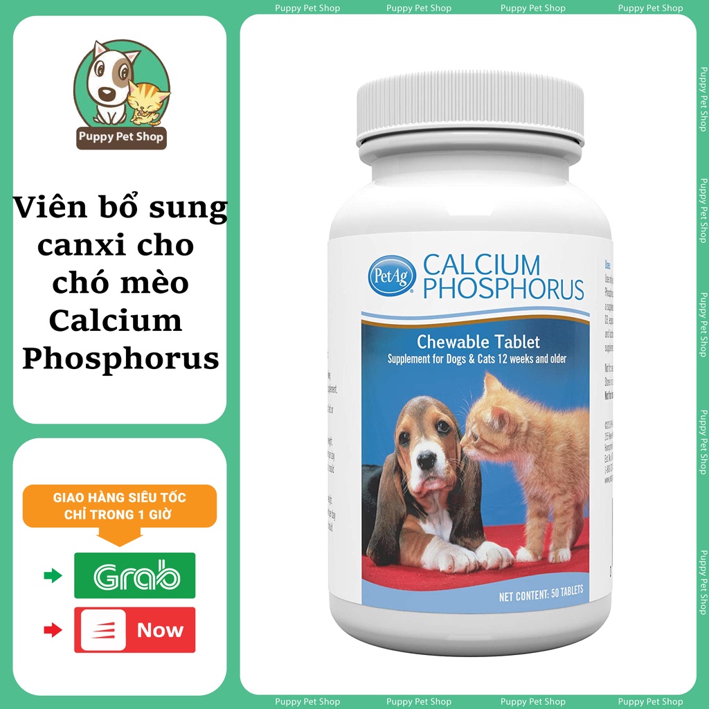Viên bổ sung Canxi cho Chó Mèo Calcium Phosphorus - Nguyên hộp  50 viên nhập khẩu MỸ