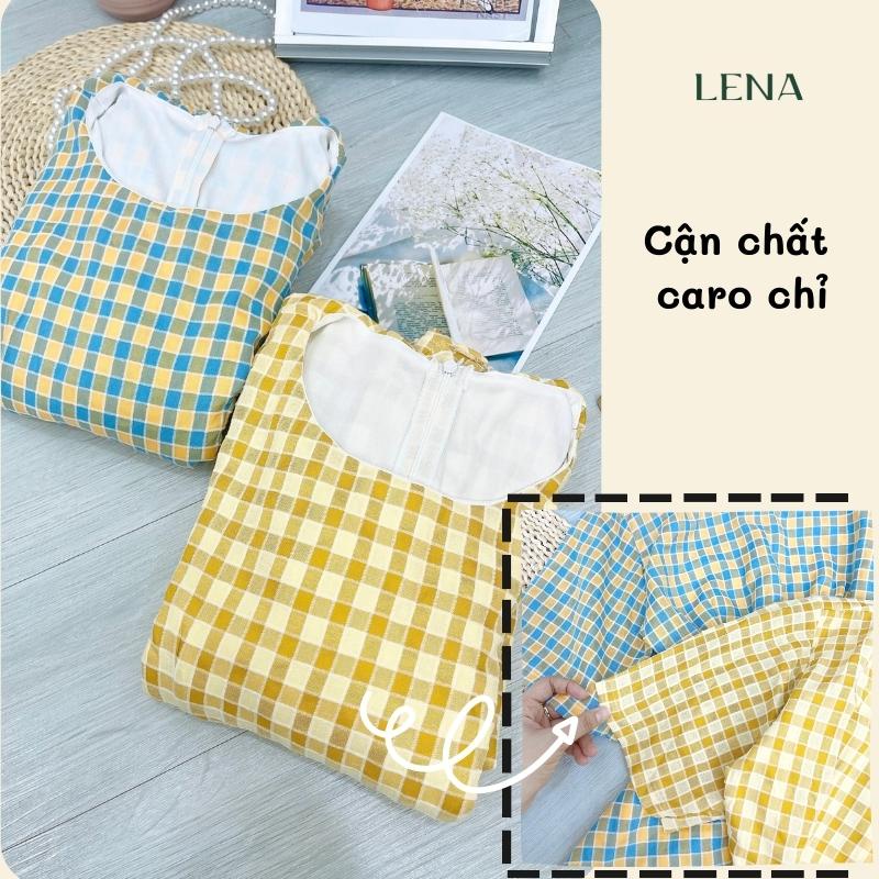 Đầm midi dáng dài caro 2 lớp LENA dạo phố đi chơi trẻ trung nữ tính - D2195