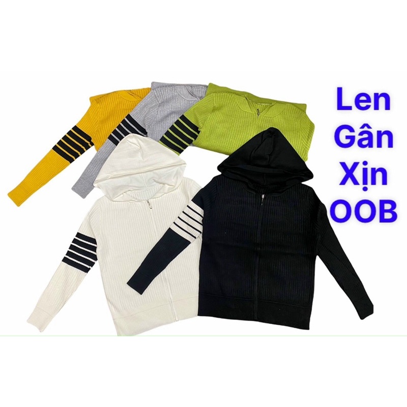 Áo khoác thun len sọc gân hàng QC dày dặn