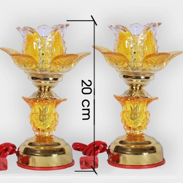 ĐÈN THỜ THỦY TINH SEN 1 BÔNG (1 Đôi)