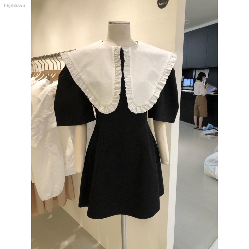 Đầm chữ A tay phồng cổ bẻ phối ren có khóa kéo thời trang mùa hè cho nữ 2021 size S-2XL