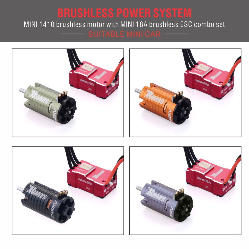 Động Cơ Không Chổi Than Mini 1410 2500KV 3500KV 5500KV 7500KV 9500KV 18A ESC Cho 1/24 1/28 1/32 Kyosho Mini-Z AWD RC